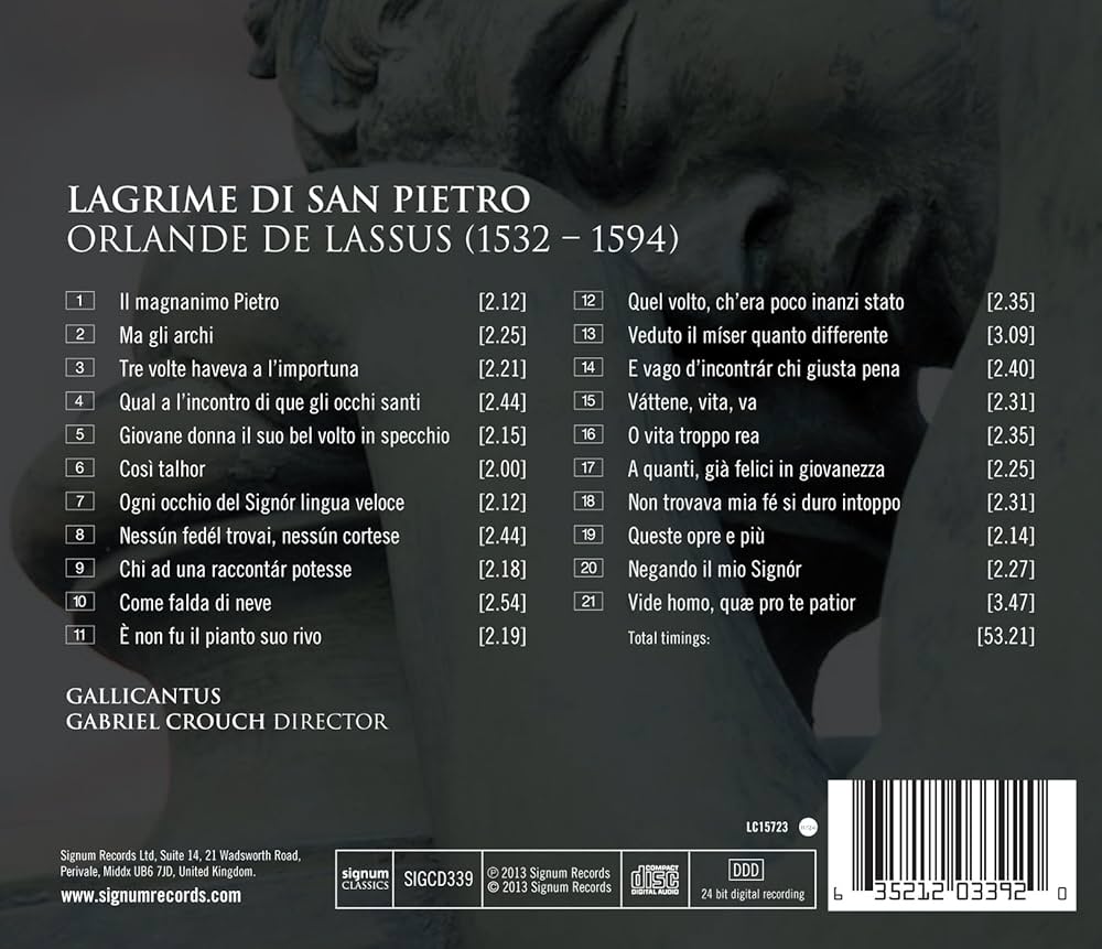 (CD)Lagrime Di San Pietro／O. De Lassus Lassus: Lagrime di San Pietro - Album by Orlande de Lassus